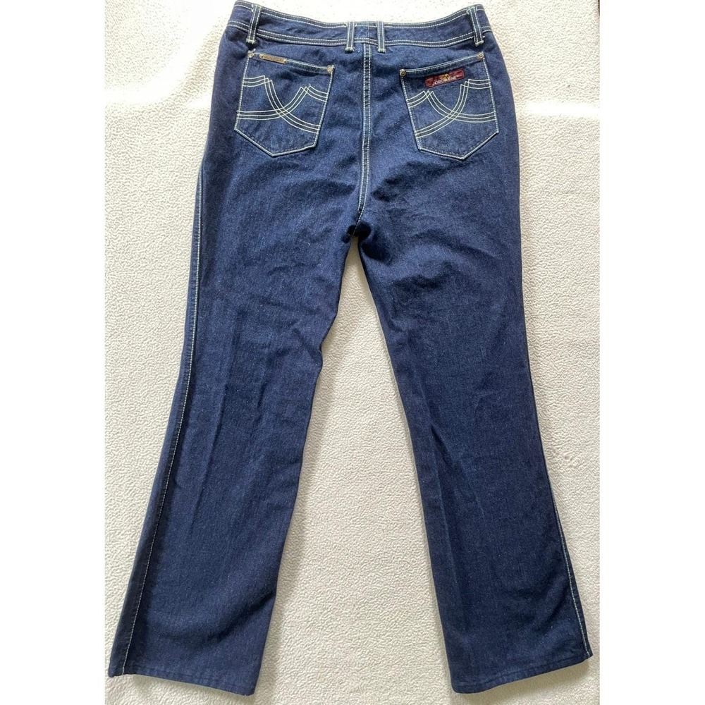 Vintage Jordache Mens 38 Jeans Dark Blue High Rise Straight Leg Thick Stitch - Picture 10 of 16